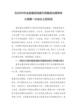 在2024年全县基层党建引领基层治理领导小组第一次会议上的讲话.docx
