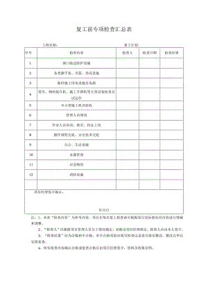 复工前专项检查汇总表.docx