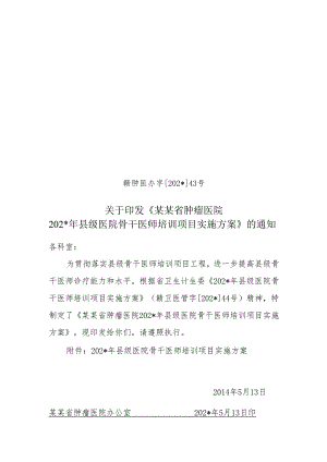 年县级医院骨干医师培训项目实施方案.docx