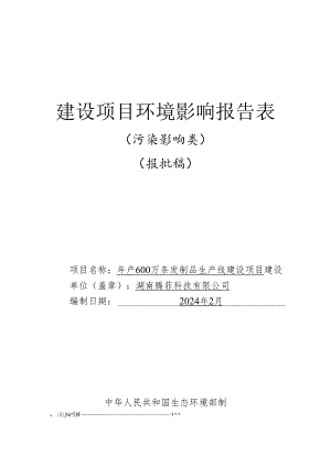 年产600万条发制品生产线建设项目环评表.docx