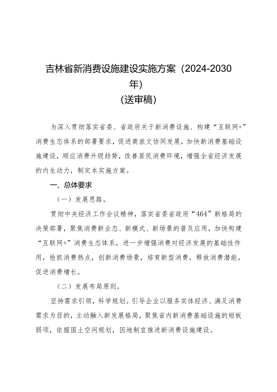 吉林省新消费设施建设实施方案(2024-2030年).docx_第1页