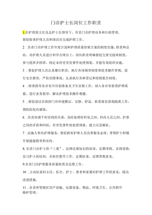 门诊护士长岗位工作职责.docx