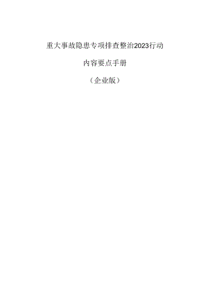 重大事故隐患专项排查整治 2023 行动：企业负责人“五带头”+七项职责+安全管理员职责+行动要点.docx