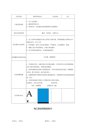 电工安全风险告知卡.docx