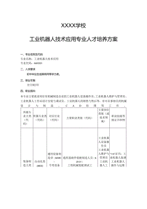 职业中等专业学校工业机器人技术应用专业人才培养方案.docx