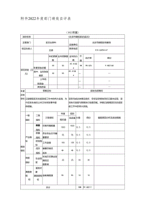 附件 2022年度部门绩效自评表.docx