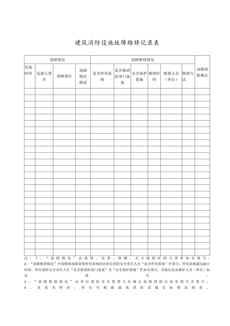 16建筑消防设施故障维修记录表12页12面(根据实际情况).docx_第1页