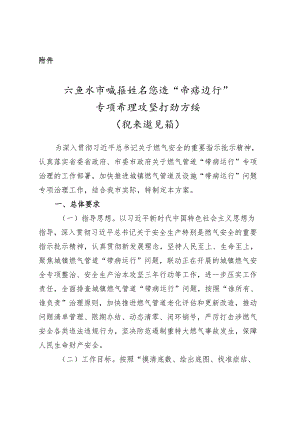 六盘水市城镇燃气管道“带病运行”专项治理攻坚 行动方案（征求意见稿）.docx