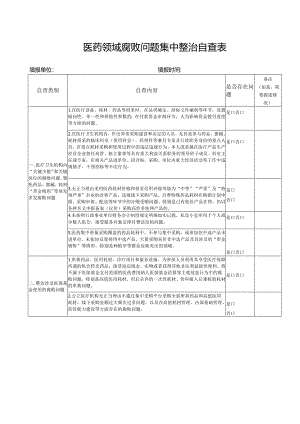 医药领域腐败问题集中整治自查表.docx