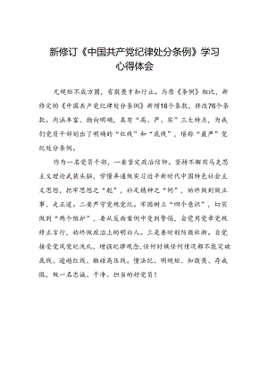 2024版新修订中国共产党纪律处分条例读书班交流发言材料八篇.docx
