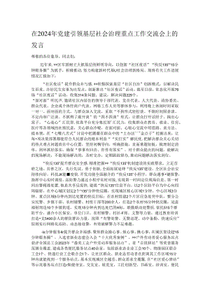 在2024年党建引领基层社会治理重点工作交流会上的发言.docx