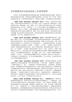 市妇联推动妇女就业创业工作典型材料.docx