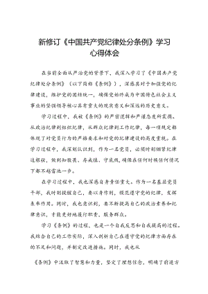 乡镇干部关于学习新修订《中国共产党纪律处分条例》的心得体会十九篇.docx