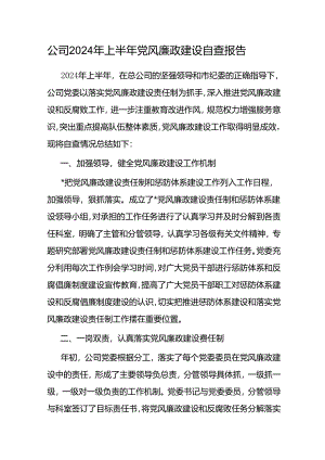 2024年上半年公司党委党风廉政建设自查报告.docx
