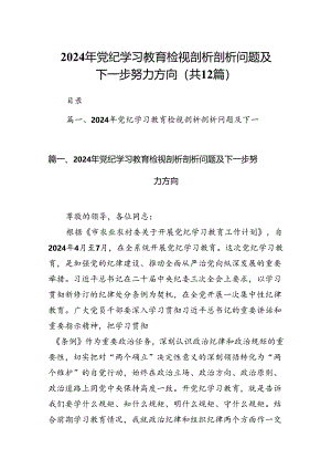 2024年党纪学习教育检视剖析剖析问题及下一步努力方向12篇供参考.docx