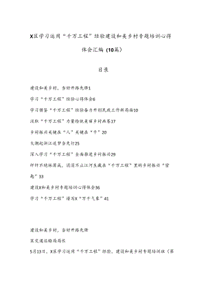 （10篇）X区学习运用“千万工程”经验建设和美乡村专题培训心得体会汇编.docx