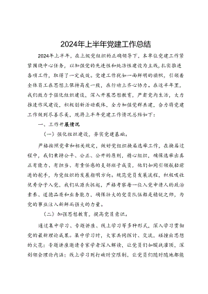 2024年上半年党建工作总结.docx