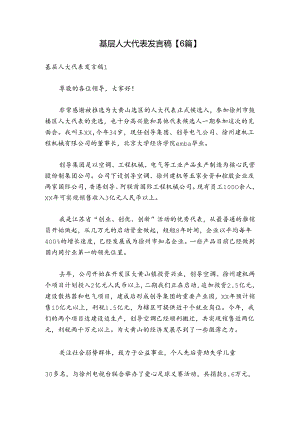 基层人大代表发言稿【6篇】.docx