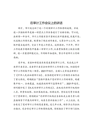 在审计工作会议上的讲话.docx