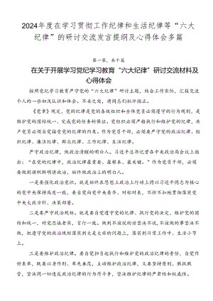 2024年度在学习贯彻工作纪律和生活纪律等“六大纪律”的研讨交流发言提纲及心得体会多篇.docx