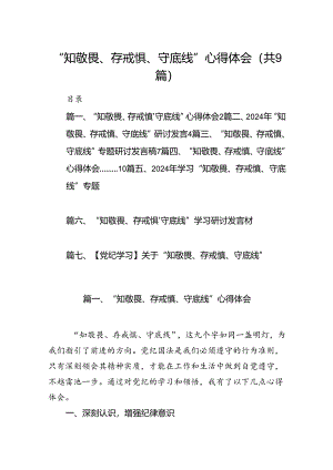 “知敬畏、存戒惧、守底线”心得体会9篇（详细版）.docx
