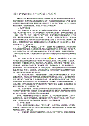 国有企业2024年上半年党建工作总结.docx