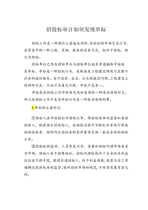 招投标审计如何发现串标.docx