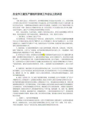 在全市三夏生产暨秸秆禁烧工作会议上的讲话.docx