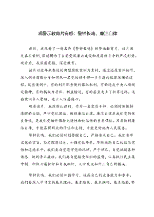 2篇 2024年观警示教育片有感：警钟长鸣廉洁自律.docx