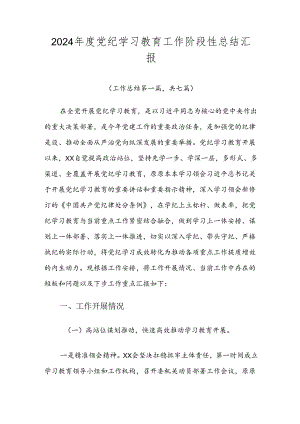 2024年度党纪学习教育工作阶段性总结汇报.docx