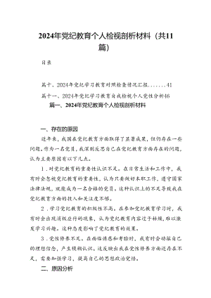 2024年党纪教育个人检视剖析材料【11篇精选】供参考.docx