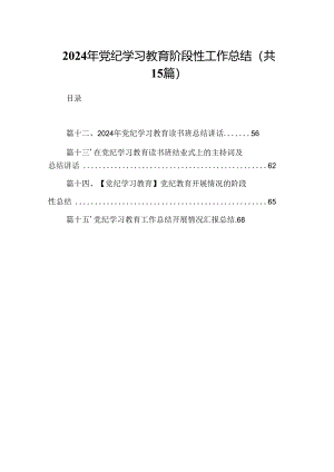 （15篇）2024年党纪学习教育阶段性工作总结（优选）.docx