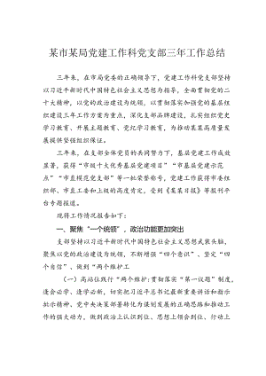 某市某局党建工作科党支部三年工作总结.docx