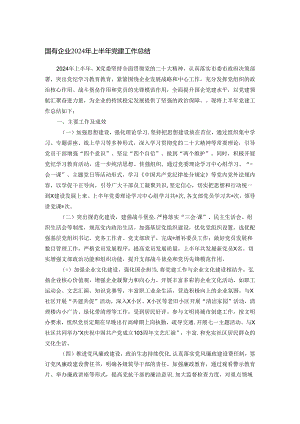 国有企业2024年上半年党建工作总结.docx