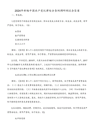 2024年新编中国共产党纪律处分条例调研测试含答案.docx