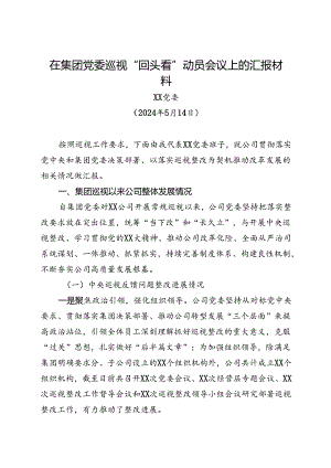 在集团党委巡视“回头看”动员会议上的汇报材料.docx
