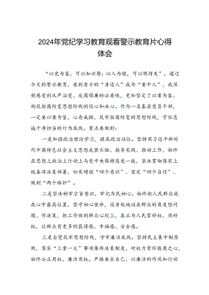 2024年关于党纪学习教育警示教育的心得体会简短发言(19篇).docx