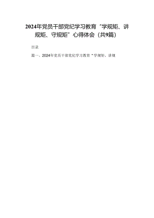 （9篇）2024年党员干部党纪学习教育“学规矩、讲规矩、守规矩”心得体会（详细版）.docx