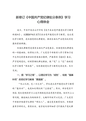 2024版新修订中国共产党纪律处分条例研讨发言材料十九篇.docx