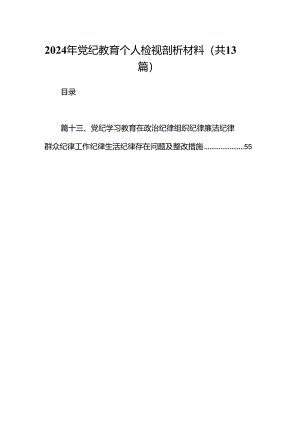 2024年党纪教育个人检视剖析材料（共13篇选择）.docx