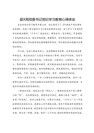 县X局党委书记党纪学习教育心得体会.docx