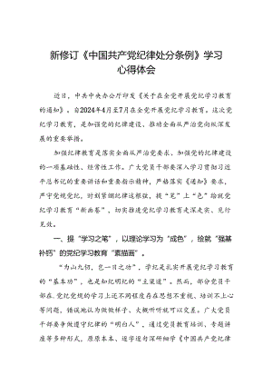 2024版新修订中国共产党纪律处分条例研讨发言材料八篇.docx