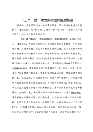 经验交流：“三个一线”助力乡村振兴提质加速.docx