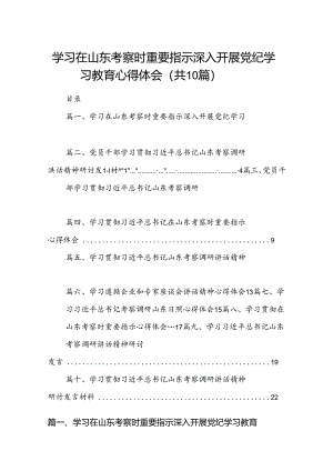 （10篇）学习在山东考察时重要指示深入开展党纪学习教育心得体会范文.docx
