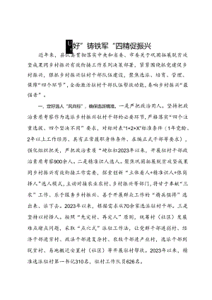 经验做法：“四好”铸铁军 “四精”促振兴.docx