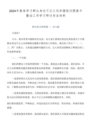 2024年集体学习群众身边不正之风和腐败问题集中整治工作学习研讨发言材料.docx