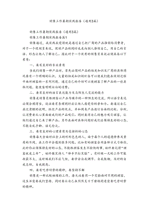 销售工作暑期实践报告（通用3篇）.docx