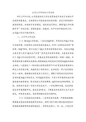 公司上半年组织工作总结.docx