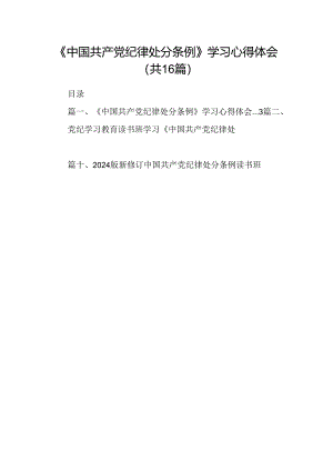 （16篇）《中国共产党纪律处分条例》学习心得体会（最新版）.docx