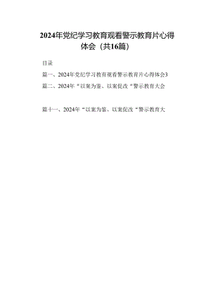 （16篇）2024年党纪学习教育观看警示教育片心得体会专题资料.docx